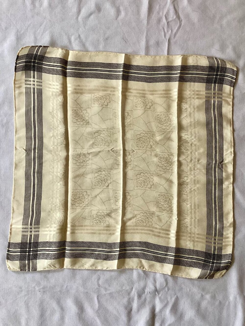 Vintage Made in Austria Floral Damask Pocket Square / Neck Scarf